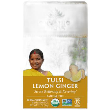 Tulsi Lemon Ginger 18 Bags Organic India Supplement - Conners Clinic